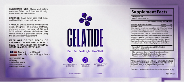 Gelatide supplement facts label